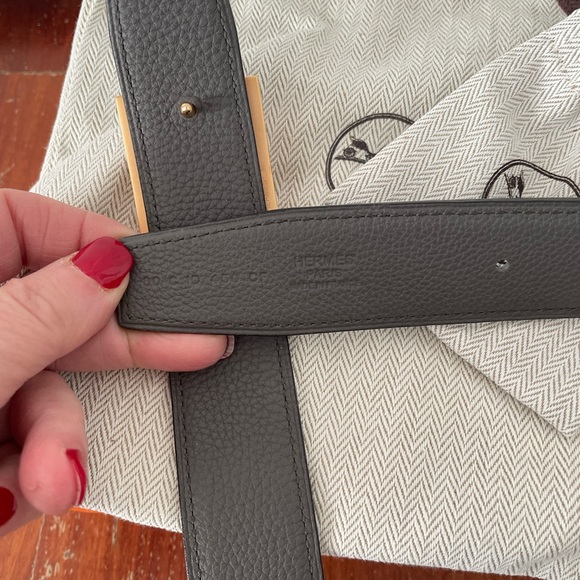 Hermes double sided belt with rose gold buckle - Picture 2 of 2